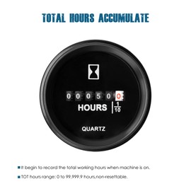 Runleader Mechanical Hour Meter, AC/DC 8V to 80V,Waterproof Design for Lawn Mower Golf Cart Boat Forklift Motorhome Sawmil etc.