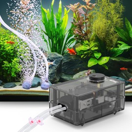 hygger See-Through Air Pump for Aquarium: Adjustable Oxygen Pump，Silent Powerful Aerator Pump 2.5W 2 Air Outlets Ultra Silent for Small Medium Fish Tank,Hydroponic Systerm, Household Commercial Use
