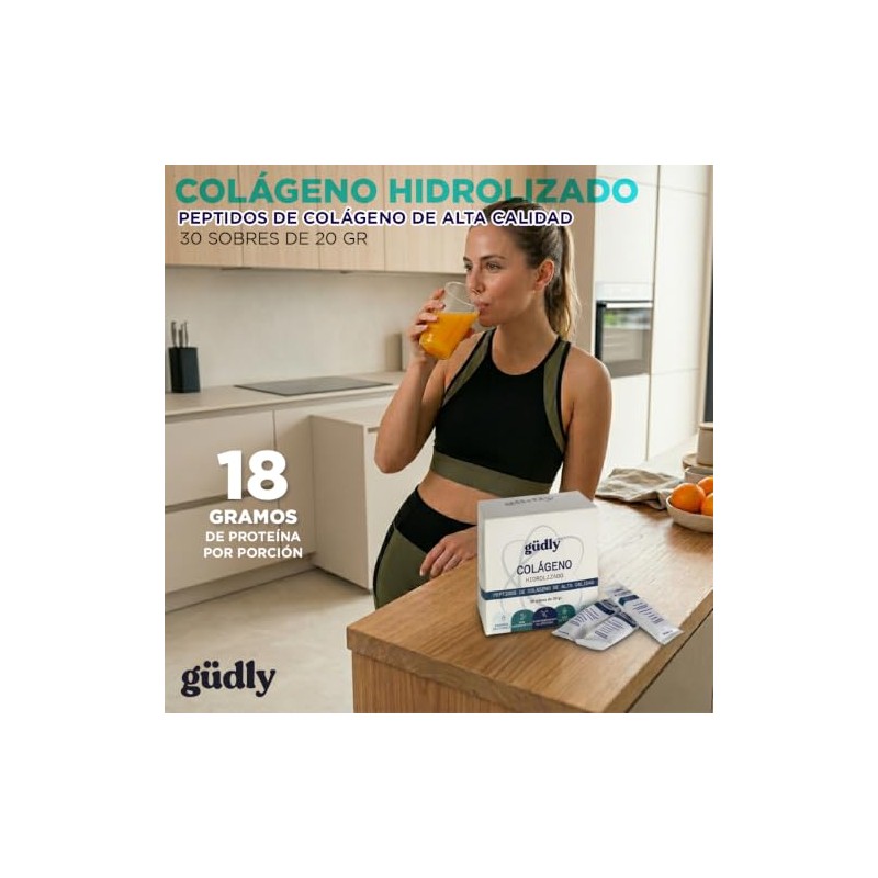 Colágeno Hidrolizado Gudly Caja De 30 Sobres De 10 Gr