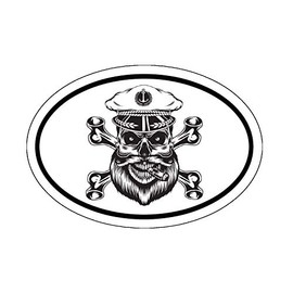 WickedGoodz Oval Sea Captain Decal - Sailing Bumper Sticker - Boating Sailor Sticker