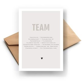 Team Definition Klappkarte ‚Äì Witzige Karte f√ºr das Team | Hochwertige Gl√ºckwunschkarte | Originelle Geschenkidee | Handmade | 300g Papier | Grusskarte Inkl. Umschlag