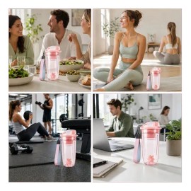 Proteina Shaker Gym Mezcladora Productos Deportivos 400ml Awvuq Material De As Rosa                                                                   