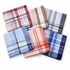 6-Piece Men's Plaid and Striped Handkerchief Set – Classic Polyester-Cotton