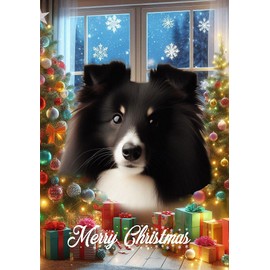 Sheltie Bi Black - Best of Breed Christmas Garden Flag 12" x 17"