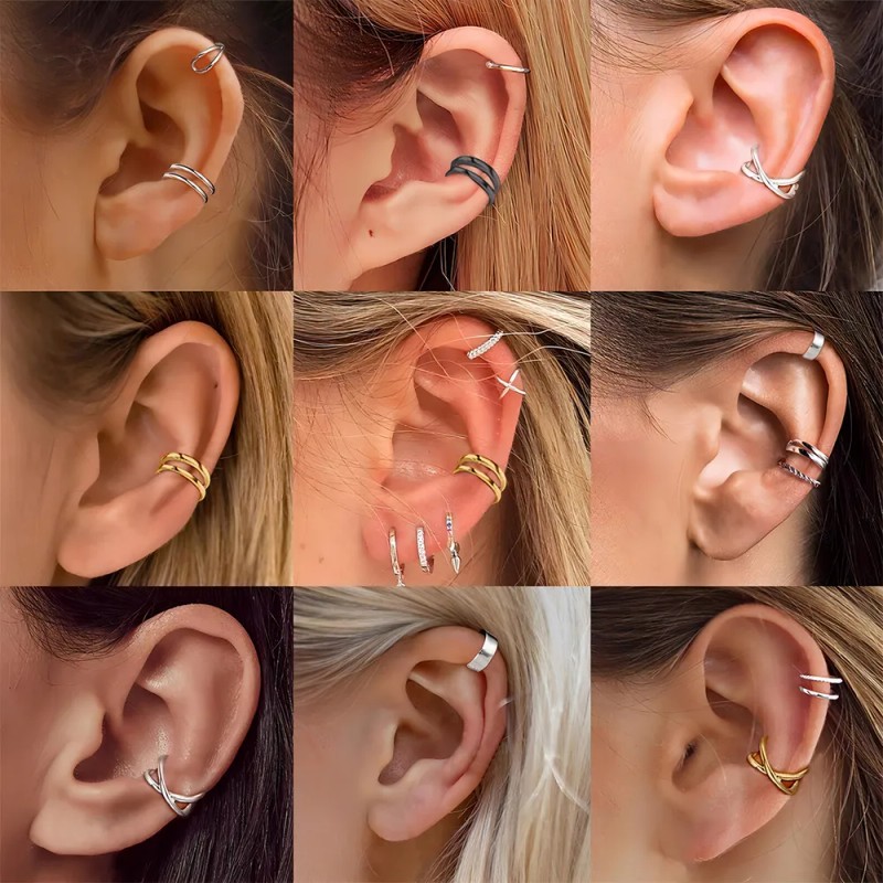 Aretes Savefree Ear Cuff 36pcs Sin Perforación Aleación Zinc Plateado