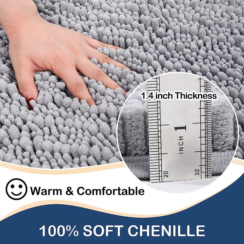 OLANLY Luxury Chenille Bath Mat, Extra Soft Thick Absorbent Shaggy
