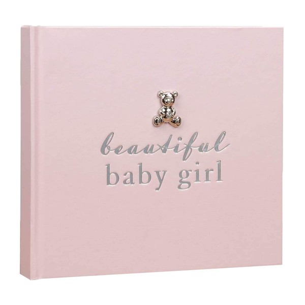 Widdop New Baby 50 6'x4' Photo Album with Silver Teddy Attachment - Beautiful Baby Girl