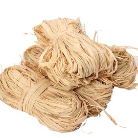 HugeDE 2 Bundles 50g Natural Raffia Paper Ribbon Christmas Raffia Gift Wrap Ribbon Raffia Paper Twine Craft Raffia Straw Crochet Paper Raffia Yarn for Florist Bouquets Decoration