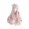 Eileen Long Curls, Beige x Pink Wig, Perm, Full Wig,