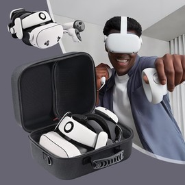GETBSTOOP Carrying Case for Quest 3S VR Headset Controllers, Portable Travel Case Gaming Headset Storage Bag with Shoulder Strap for Quest 3S VR Headset