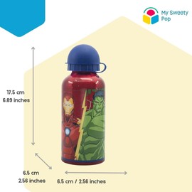 My sweety pop - Water Bottle - Aluminium - Nursery - School - Holiday - Meal - 17.5 cm - 400 ml - Hydration - Gift Idea - Avengers - Red - for Boys