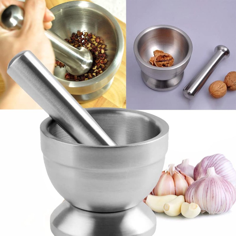 Dasing Stainless Steel Pestle Set Garlic Spice Mill Bowl Kitchen