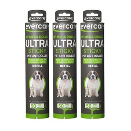 Evercare Pet Mega All-Purpose Oversized Lint Roller Refill Rolls, Pack of 3 Giant Lint Roller Refills with 50 Sheets Each (150 Sheets Total)