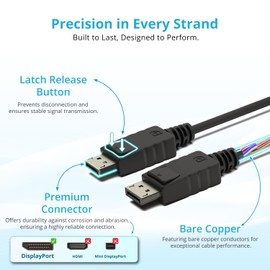Kado DisplayPort Cable 5ft, High Speed 4K 60Hz, 2K 165Hz 144Hz, DP 1.2 FreeSync HDCP HDR, DP Male to Male, 1.5m Length Genuine Parts Made for Sceptre Monitor, TV, PC Gaming, Laptop