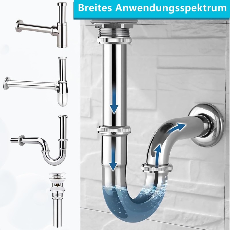 Universal immersion pipe for siphon, 30 cm extension pipe drain,