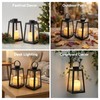 BAIRAYEN 2 Pack 8.6”Black Decorative Lanterns with Timer 6H,Battery Operated