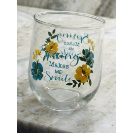 Greenbrier Spring Make Me Smile Seamless Wine Glass: Inspirational
