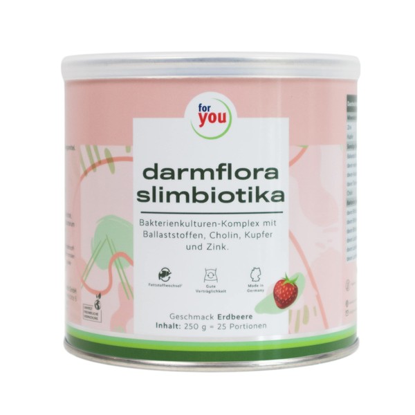 darmflora slimbiotika 250g | Bacterial culture complex with lactobacilli and bifidobacteria, fibre, choline, copper and zinc. With stevia. | With the figure-friendly 3-6-9-12 formula