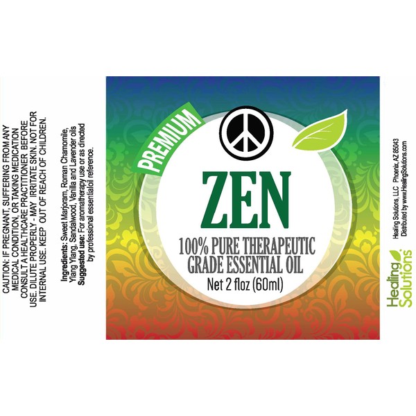 Healing Solutions Zen Blend Essential Oil - 100% Pure Therapeutic Grade Zen Blend Oil - 60ml