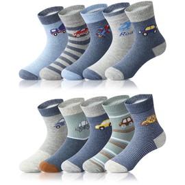 Adorel Jungen Socken Baumwolle Kindersocken Babysocken Strümpfe 10er-Pack Verkehrsmittel 27-30 (Herstellergröße L)