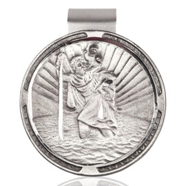 Needzo St. Christopher Visor Clip, Religious Patron Saint Medal for Car, Interior Auto Accessory, Catholic Gifts, 1.5 Inches