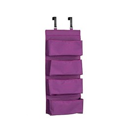 YNR NEW 4 SECTION OVER DOOR HANGING WARDROBE STORAGE UNIT CLOTHES SHOE ORGANISER IN Polyester Polyester (PURPLE)