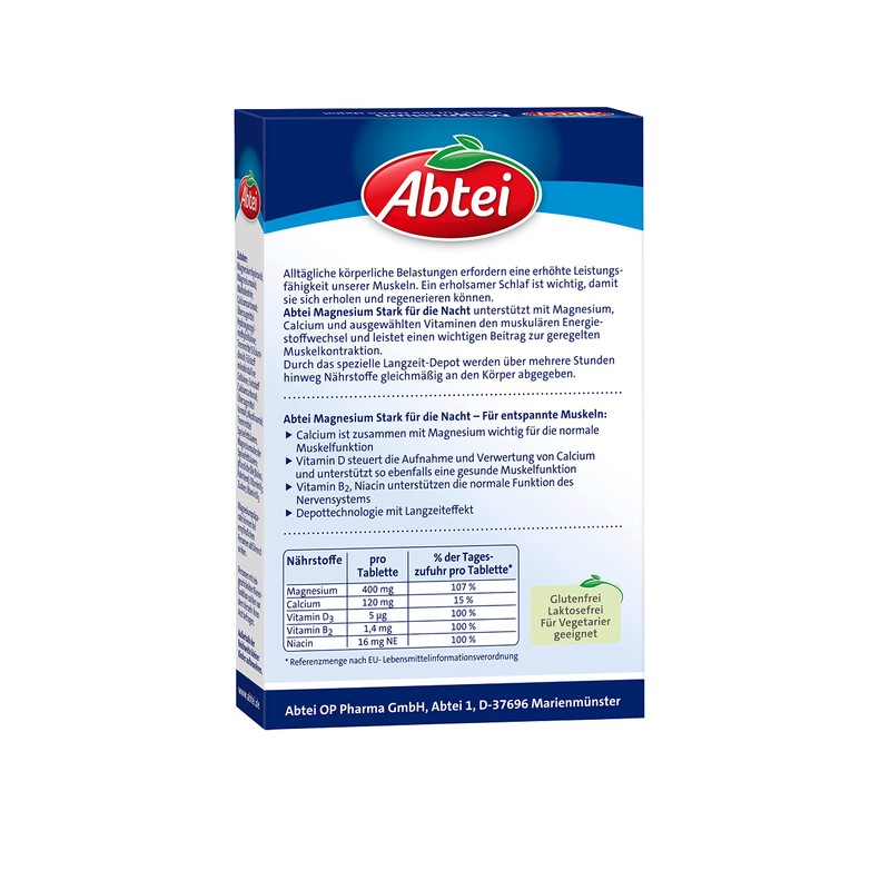Abtei Magnesium Strong for the Night, 30 Tablets
