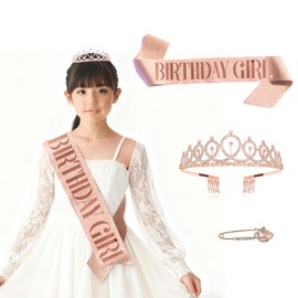 Dengujd Birthday Crown, Brooch, 3-Piece Set, Decoration, Sparkling, Tiara, Party Goods, Birthday Girls, Women's, Headband