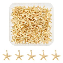 UNICRAFTALE 150 pcs Iron Pendant Ocean Charms Starfish Sea Animal Charms Light Gold Metal Pendant Hole 1.4mm for Necklace Bracelet Earring Jewelry Making