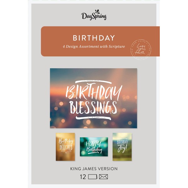 Dayspring Birthday - Simply Stated - 12 Boxed Cards, KJV (60937)