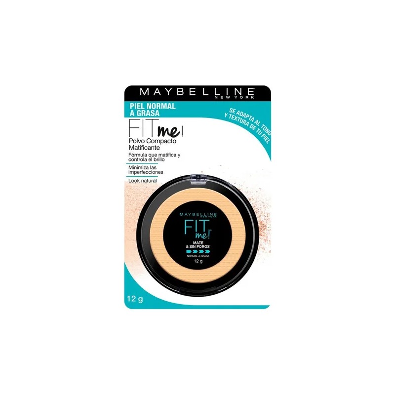 Maybelline Base Maquillaje en Polvo Fit Me Matte,12 gr, matifica,