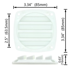 LEQMG Nylon Louvered Thru Vent,Plastic White Flush Marine Boat Vent,Free Stainless Steel Screws(8 Pcs)