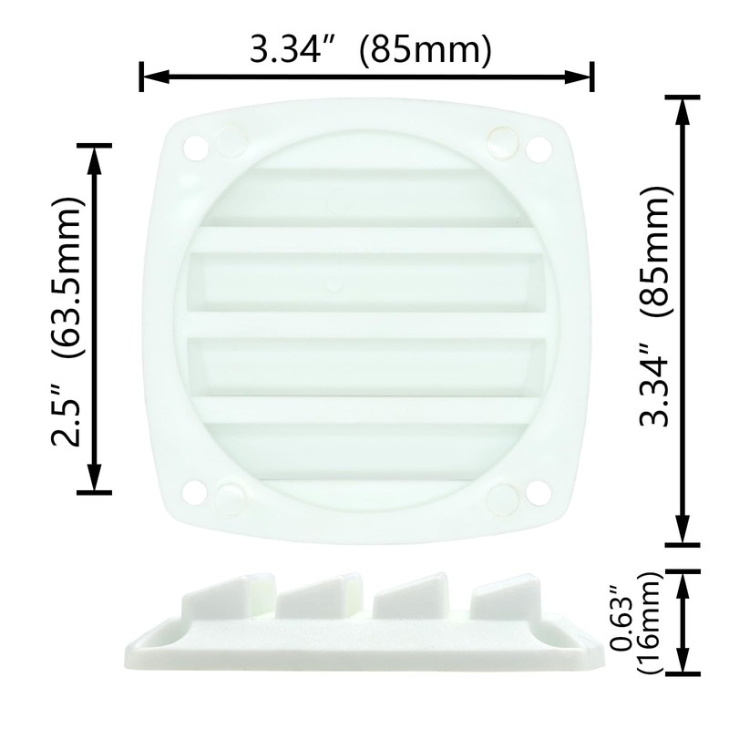 LEQMG Nylon Louvered Thru Vent,Plastic White Flush Marine Boat Vent,Free