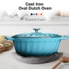 Enameled Oval Dutch Oven Pot with Lid, 7 QT Cast