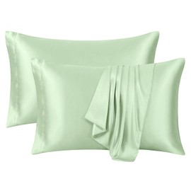 Ersmak Satin Pillowcase Standard Set of 2, 20" x 26" Ultra Soft & Silky Satin Pillow Cases for Hair and Skin, Wrinkle Fade Resistant Pillow Covers with Envelope Closure (Sage Green)