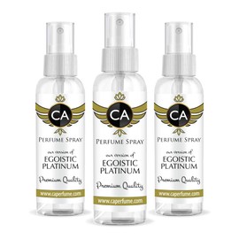 CA Perfume Impression of Egoistic Platinum For Men Eau de Parfum Spray Refillable Atomizer Bottle 2 Fl Oz/60ml-X3