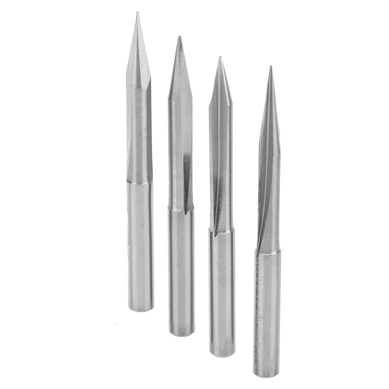 4Pcs VShaped Carving Cutter 2Edged Engraving Bit 4x0.3x15°/4x0.3x20°/4x0.3x25°/4x0.3x30°