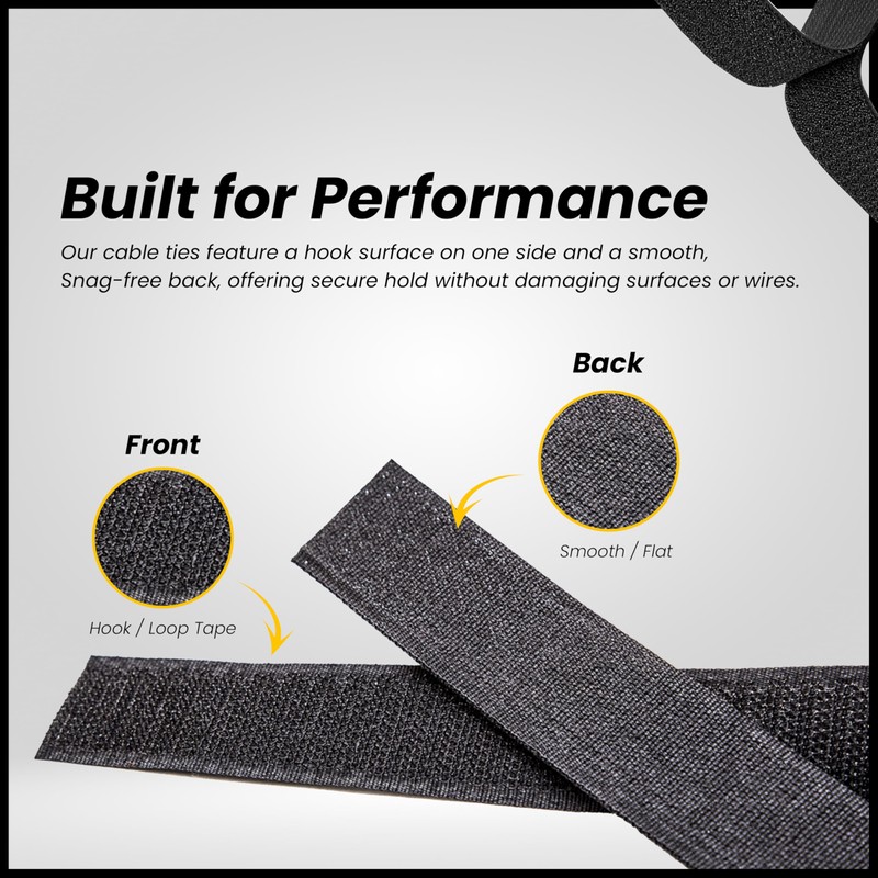 2cm x 10m Adjustable Cable Straps with 50 Buckles, Free-Cut,