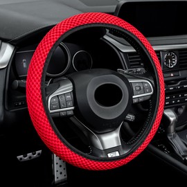 Alpmosn - Funda elástica para volante, accesorios interiores universales, funda para volante para mujeres y hombres, seda de hielo de microfibra transpirable, antideslizante, inodoro, fácil de