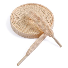 VSUDO 70 cm Double Layer Flat Cream Shoe Laces for Trainers, 9mm Wide Off White Shoelaces for Trainers, Beige Sneakers Laces for Women or Men (1 Pair-Beige-070cm)