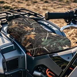 GULANGYU Hunting Style ATV Seat Cover Waterproof Outdoor 4 Wheeler Seat Covers Full Protection ATV Accessories for Off-Road Farm and Trail Riding - Camo Leaf Print