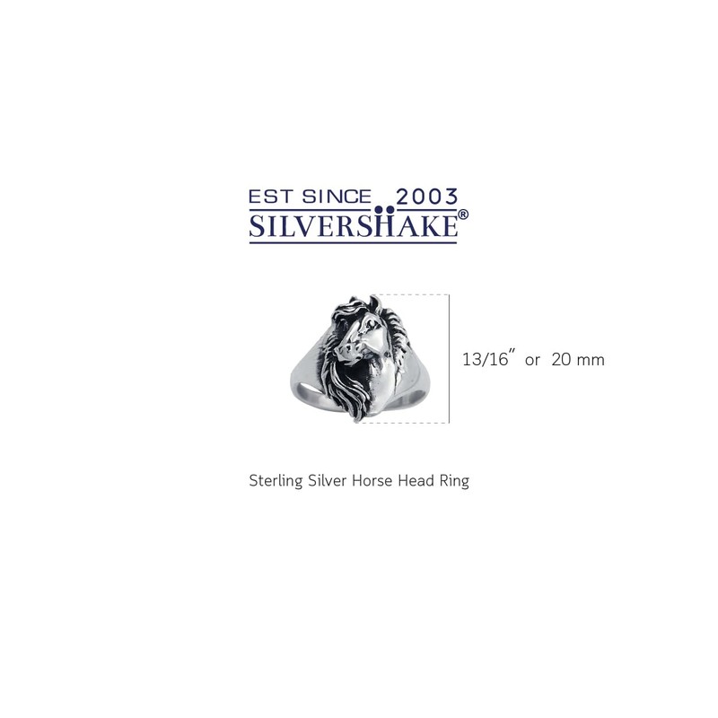 Silvershake 925 Sterling Silver Horse Ring Size 8