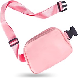 Mini Bolso Cruzado En El Pecho, Riñonera Impermeable y Ligera, Para Hombre Y Mujer，riñonera pequeña resistente a salpicaduras para desplazamientos diarios, gimnasio, viajes, senderism (Rosa)