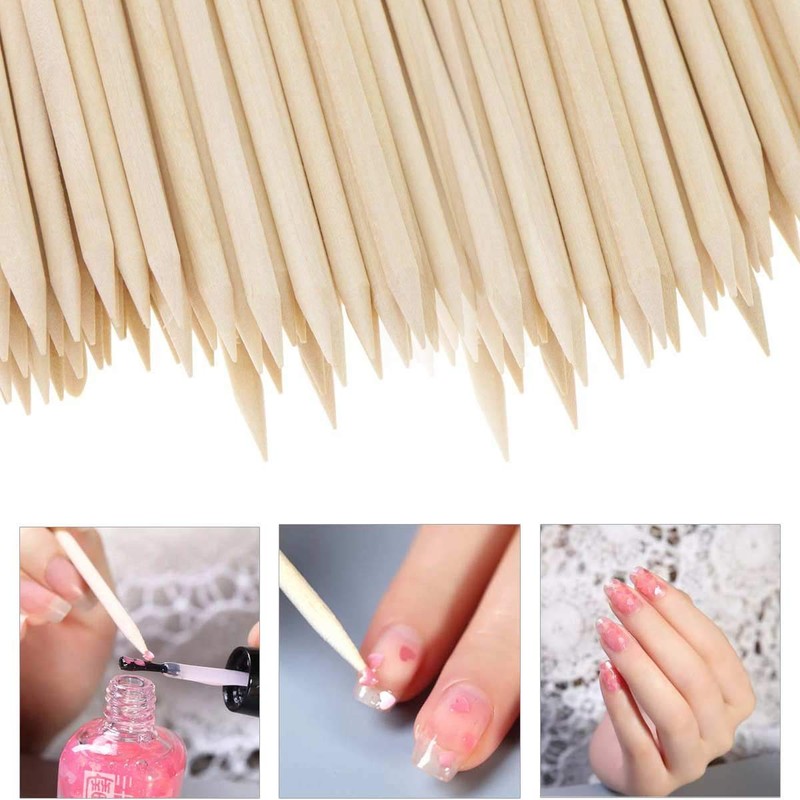 BTYMS 1000 Pcs Orange Wood Sticks 4.5 Inch Cuticle Pusher