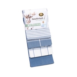 Gözze - Set of 4 Tea Towels, 100% Jacquard Cotton, High Weight Material (200 g/m²), 50 x 70 cm - Blue