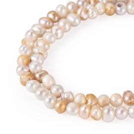 Fashewelry 90pcs Natural Freshwater Pearl Beads 3-4.5mm irregular Round Pearl Craft Beads Genuine Pearls for DIY Jewelry Making (Seashell Color)