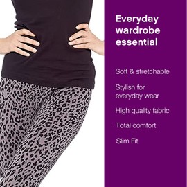 No nonsense Women's Leggings - Soft Cotton Feel, Comfortable & Perfect for Layering, Gentle Elastic Waistband - Steel Animal Print - X-Large
