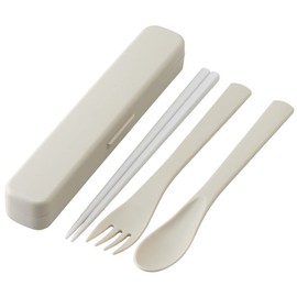 Skater TAC1AG-A Antibacterial Trio Set, No Sounds, Chopsticks, Spoon, Fork, Dullness, Gray, Made in Japan