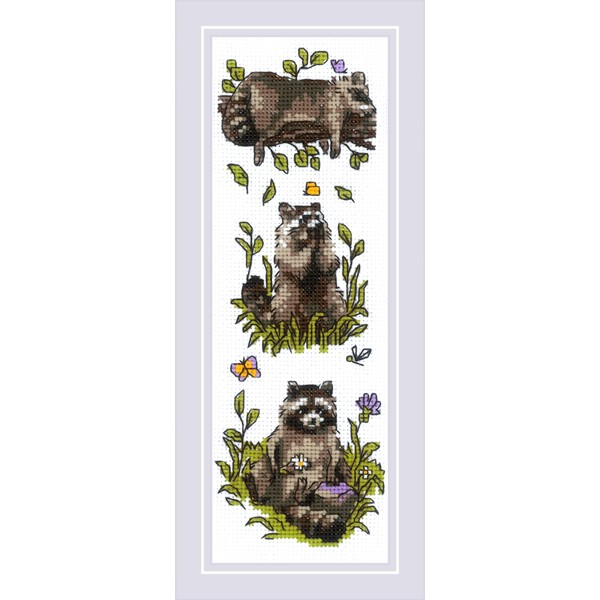RIOLIS - Three Raccoons 2223, Cross Stitch Kits 3¼x9½, Cross
