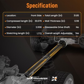 maXpeedingrods 31.85" Front Drive Shaft Prop Shaft Driveshaft Assembly for Dodge Nitro 2007-2011 4WD Replace# 52853363AB, 52853363AC, 938-151